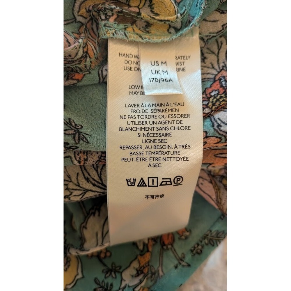 Free People Earthfolk Duster Dress M Flowy Button Runched Boho Cottagecore New - Picture 15 of 16
